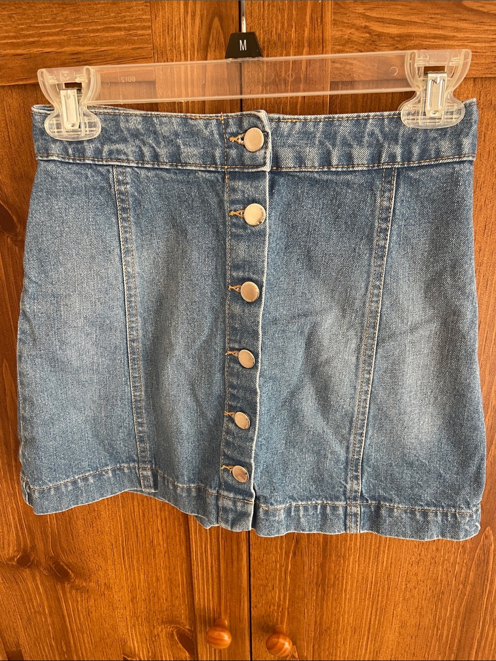 H&M Medium Blue Button-Front Denim Mini Skirt